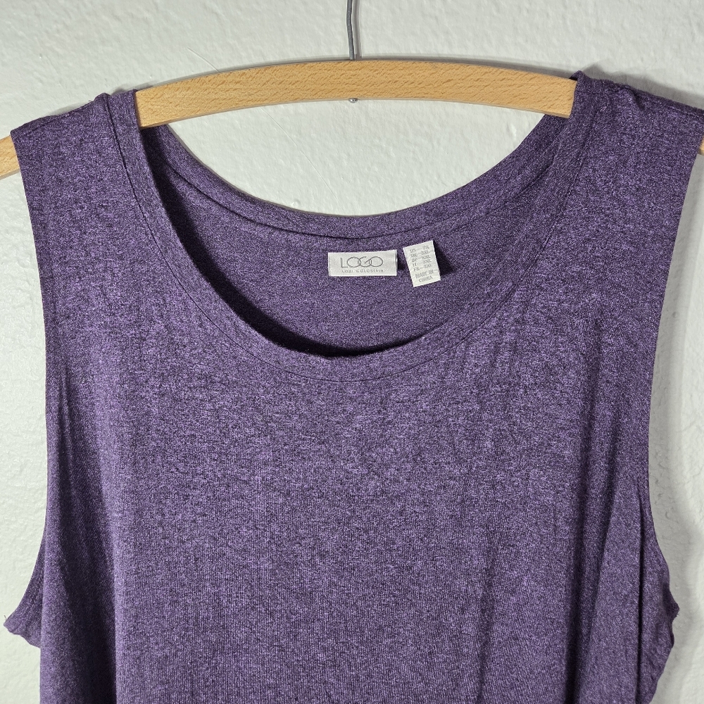 LOGO By Lori Goldstein Purple Tunic Tank Top Plus Size 2X Sleeveless Crew Neck - Picture 7 of 15